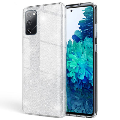 NALIA Glitzerhülle für Samsung Galaxy S20 FE – Funkelnder Glitzer-Look & Grip – SHINEPOP (Silikon Case) – Marke aus Berlin Silber NALIA Protective Hülle