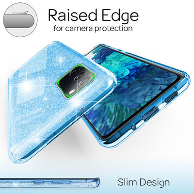 NALIA Glitzerhülle für Samsung Galaxy S20 FE – Funkelnder Glitzer-Look & Grip – SHINEPOP (Silikon Case) – Marke aus Berlin Blau NALIA Protective Hülle