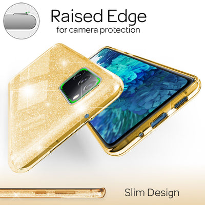 NALIA Glitzerhülle für Samsung Galaxy S20 FE – Funkelnder Glitzer-Look & Grip – SHINEPOP (Silikon Case) – Marke aus Berlin Gold NALIA Protective Hülle