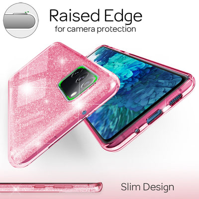 NALIA Glitzerhülle für Samsung Galaxy S20 FE – Funkelnder Glitzer-Look & Grip – SHINEPOP (Silikon Case) – Marke aus Berlin Pink NALIA Protective Hülle