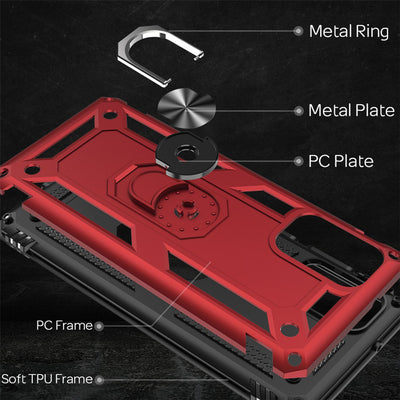NALIA Panzerhülle für Samsung Galaxy S20 FE – Ring-Ständer 360° & Magnet-Halterung Kompatibel – RINGDEFEND (Stoßfestes Outdoor Case) – Marke aus Berlin Silber NALIA Protective Hülle