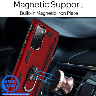 NALIA Panzerhülle für Samsung Galaxy S20 FE – Ring-Ständer 360° & Magnet-Halterung Kompatibel – RINGDEFEND (Stoßfestes Outdoor Case) – Marke aus Berlin Schwarz NALIA Protective Hülle