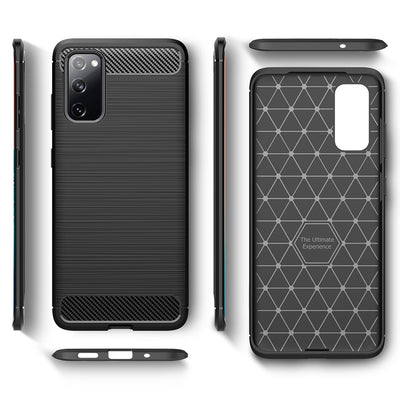 NALIA Silikonhülle für Samsung Galaxy S20 FE – Rutschfest & Matt – VORTEX (Gebürstete Optik & Carbon Design) – Marke aus Berlin