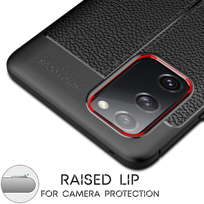NALIA Design Case kompatibel mit Samsung Galaxy S20 FE Hülle, Leder Look Stylische Handyhülle Stoßfeste Silikon Schutzhülle, Slim Phone Backcover Dünne Handy-Tasche Cover Bumper Robust - Schwarz Default Title NALIA Protective Hülle