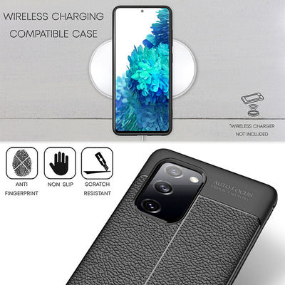 NALIA Design Case kompatibel mit Samsung Galaxy S20 FE Hülle, Leder Look Stylische Handyhülle Stoßfeste Silikon Schutzhülle, Slim Phone Backcover Dünne Handy-Tasche Cover Bumper Robust - Schwarz Default Title NALIA Protective Hülle