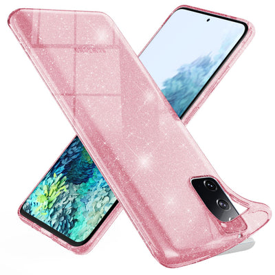 NALIA Glitzerhülle für Samsung Galaxy S20 FE – Funkelndes Silikon Case – DAZZLIN (Transparent & Stoßfest) – Marke aus Berlin Pink NALIA Transparente Hülle