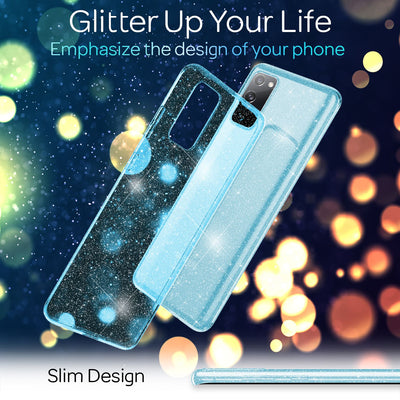 NALIA Glitzerhülle für Samsung Galaxy S20 FE – Funkelndes Silikon Case – DAZZLIN (Transparent & Stoßfest) – Marke aus Berlin Blau NALIA Transparente Hülle