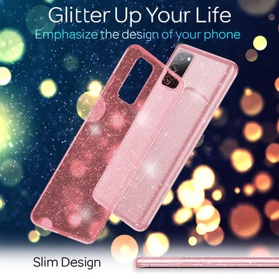 NALIA Glitzerhülle für Samsung Galaxy S20 FE – Funkelndes Silikon Case – DAZZLIN (Transparent & Stoßfest) – Marke aus Berlin Pink NALIA Transparente Hülle