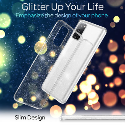 NALIA Glitzerhülle für Samsung Galaxy S20 FE – Funkelndes Silikon Case – DAZZLIN (Transparent & Stoßfest) – Marke aus Berlin Transparent NALIA Transparente Hülle