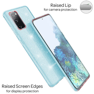 NALIA Glitzerhülle für Samsung Galaxy S20 FE – Funkelndes Silikon Case – DAZZLIN (Transparent & Stoßfest) – Marke aus Berlin Blau NALIA Transparente Hülle