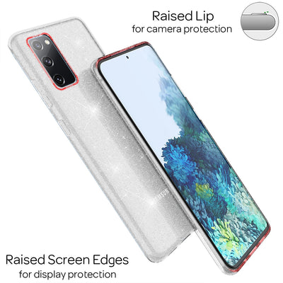 NALIA Glitzerhülle für Samsung Galaxy S20 FE – Funkelndes Silikon Case – DAZZLIN (Transparent & Stoßfest) – Marke aus Berlin Transparent NALIA Transparente Hülle