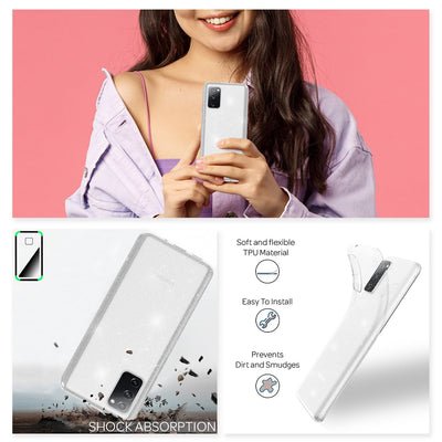 NALIA Glitzerhülle für Samsung Galaxy S20 FE – Funkelndes Silikon Case – DAZZLIN (Transparent & Stoßfest) – Marke aus Berlin Transparent NALIA Transparente Hülle