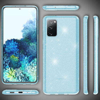 NALIA Glitzerhülle für Samsung Galaxy S20 FE – Funkelndes Silikon Case – DAZZLIN (Transparent & Stoßfest) – Marke aus Berlin Blau NALIA Transparente Hülle