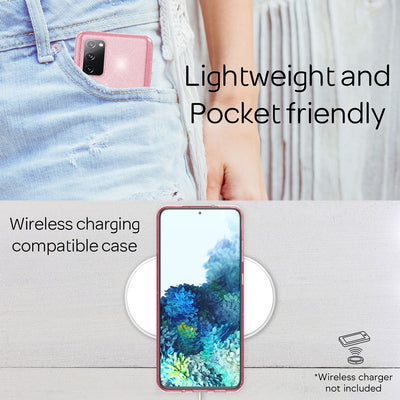 NALIA Glitzerhülle für Samsung Galaxy S20 FE – Funkelndes Silikon Case – DAZZLIN (Transparent & Stoßfest) – Marke aus Berlin Pink NALIA Transparente Hülle