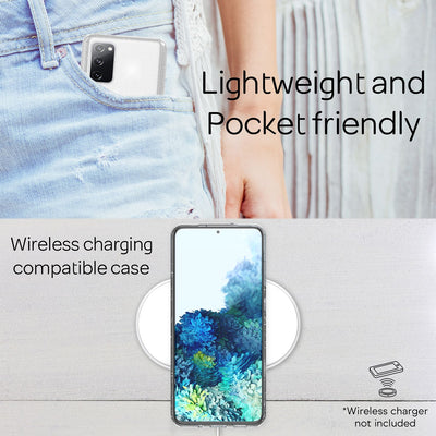 NALIA Glitzerhülle für Samsung Galaxy S20 FE – Funkelndes Silikon Case – DAZZLIN (Transparent & Stoßfest) – Marke aus Berlin Transparent NALIA Transparente Hülle