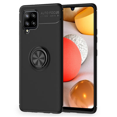 NALIA Ringhülle für Samsung Galaxy A42 5G – Ring-Ständer 360° & für Magnet-Halter – GRIP360 (Mattiertes Silikon Case) – Marke aus Berlin Schwarz NALIA Protective Hülle