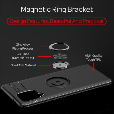 NALIA Ringhülle für Samsung Galaxy A42 5G – Ring-Ständer 360° & für Magnet-Halter – GRIP360 (Mattiertes Silikon Case) – Marke aus Berlin Schwarz NALIA Protective Hülle