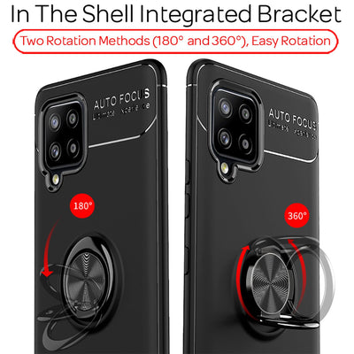 NALIA Ringhülle für Samsung Galaxy A42 5G – Ring-Ständer 360° & für Magnet-Halter – GRIP360 (Mattiertes Silikon Case) – Marke aus Berlin Schwarz NALIA Protective Hülle
