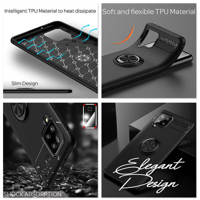 NALIA Ringhülle für Samsung Galaxy A42 5G – Ring-Ständer 360° & für Magnet-Halter – GRIP360 (Mattiertes Silikon Case) – Marke aus Berlin Schwarz NALIA Protective Hülle