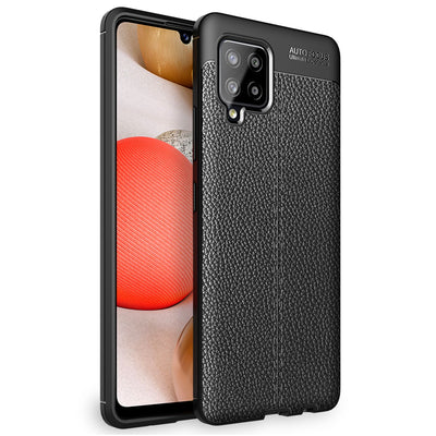 NALIA Design Case kompatibel mit Samsung Galaxy A42 5G Hülle, Leder Look Stylische Handyhülle Stoßfeste Silikon Schutzhülle, Slim Phone Backcover Skin Dünne Handy-Tasche Cover Robust - Schwarz Default Title NALIA Protective Hülle