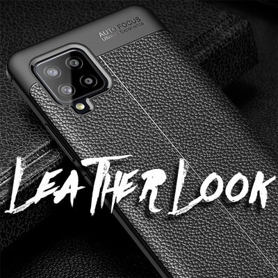 NALIA Design Case kompatibel mit Samsung Galaxy A42 5G Hülle, Leder Look Stylische Handyhülle Stoßfeste Silikon Schutzhülle, Slim Phone Backcover Skin Dünne Handy-Tasche Cover Robust - Schwarz Default Title NALIA Protective Hülle