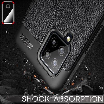 NALIA Design Case kompatibel mit Samsung Galaxy A42 5G Hülle, Leder Look Stylische Handyhülle Stoßfeste Silikon Schutzhülle, Slim Phone Backcover Skin Dünne Handy-Tasche Cover Robust - Schwarz Default Title NALIA Protective Hülle