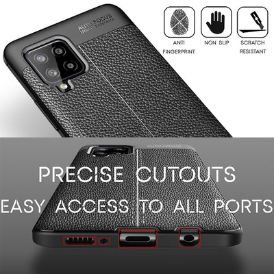 NALIA Design Case kompatibel mit Samsung Galaxy A42 5G Hülle, Leder Look Stylische Handyhülle Stoßfeste Silikon Schutzhülle, Slim Phone Backcover Skin Dünne Handy-Tasche Cover Robust - Schwarz Default Title NALIA Protective Hülle