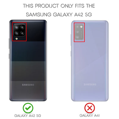 NALIA Design Case kompatibel mit Samsung Galaxy A42 5G Hülle, Leder Look Stylische Handyhülle Stoßfeste Silikon Schutzhülle, Slim Phone Backcover Skin Dünne Handy-Tasche Cover Robust - Schwarz Default Title NALIA Protective Hülle