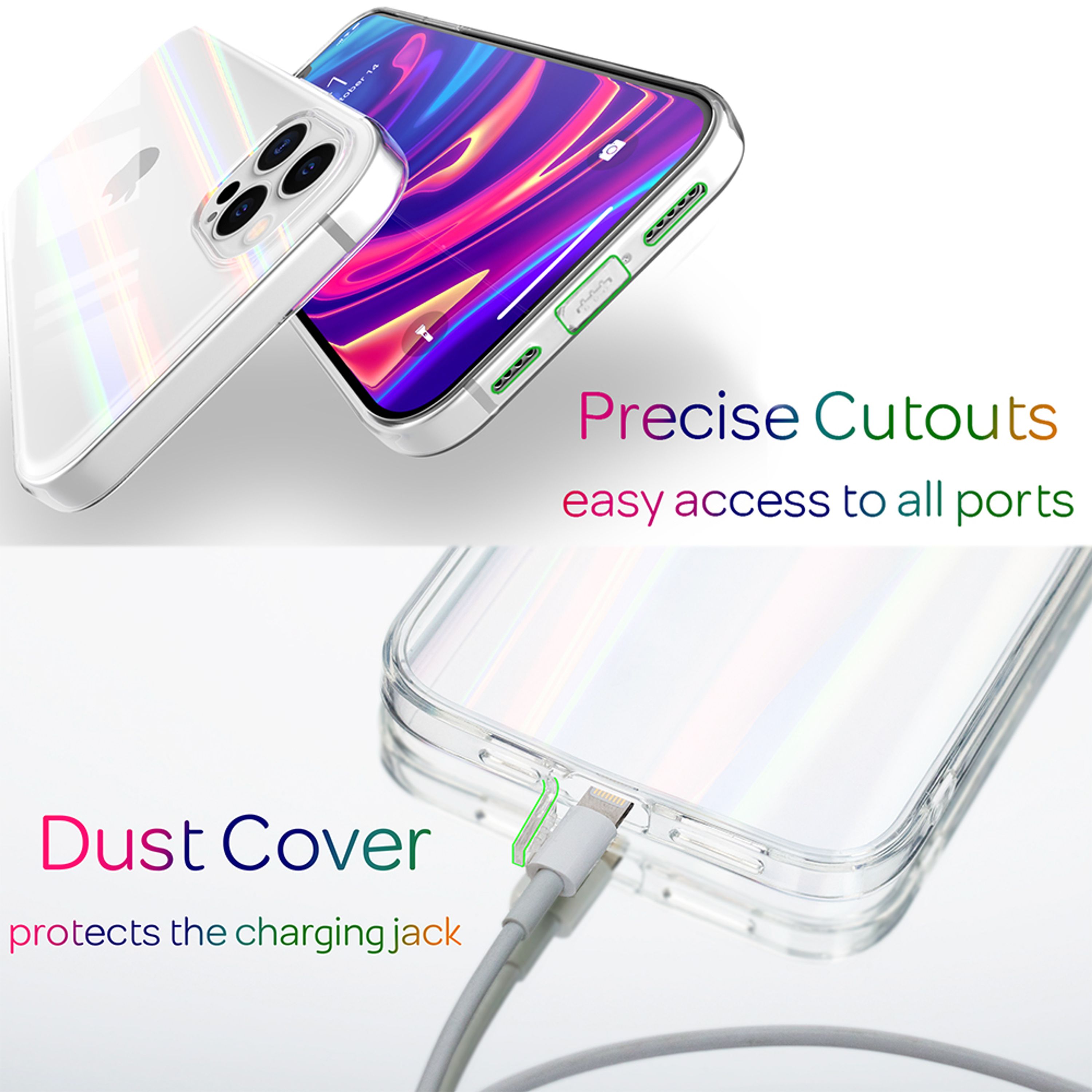 NALIA Klare Regenbogen Hülle für iPhone 12 Pro Max, Rainbow Case Schutz Cover Default Title NALIA