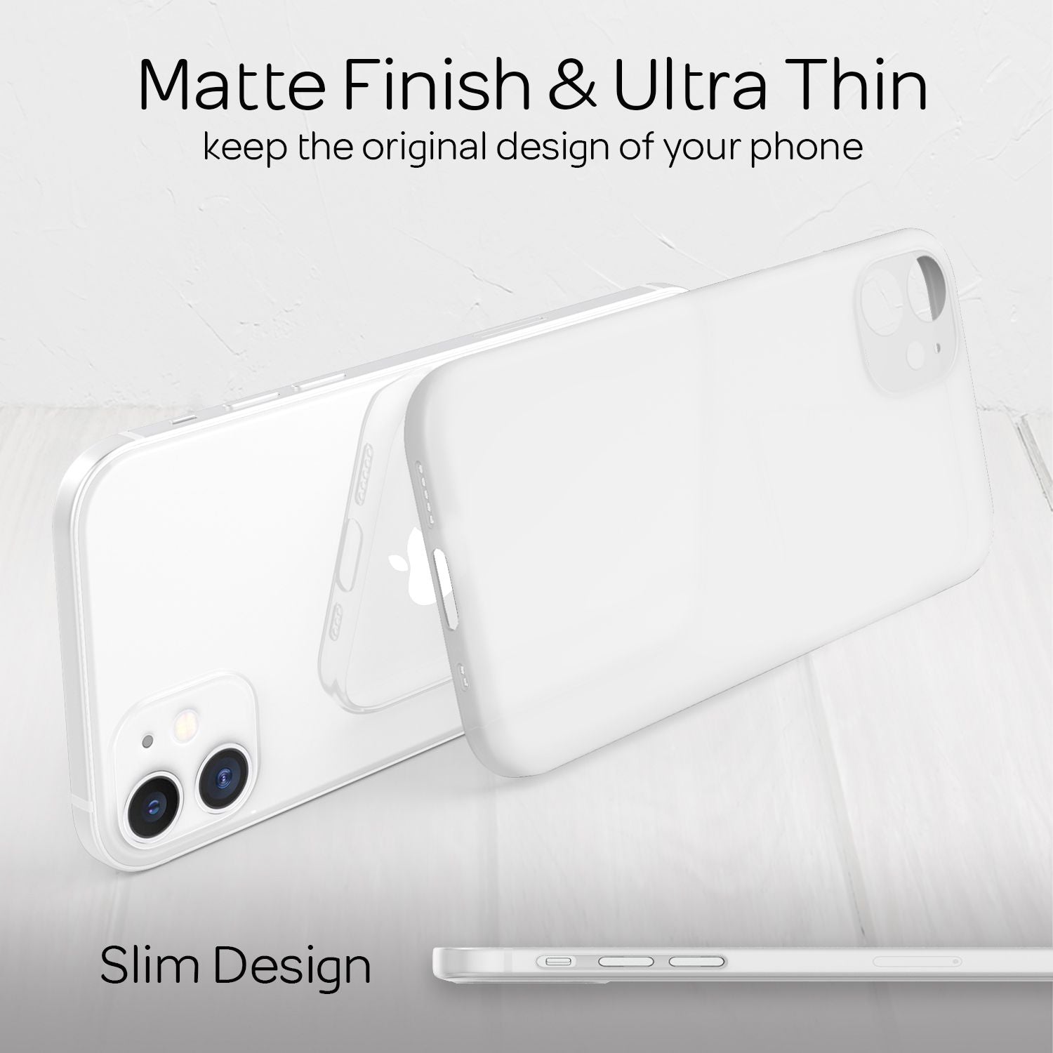 NALIA Extra Dünn Hard Case für iPhone 12 Mini, Ultra Slim Handy Hülle Cover Etui Weiß NALIA SlimFit Hülle