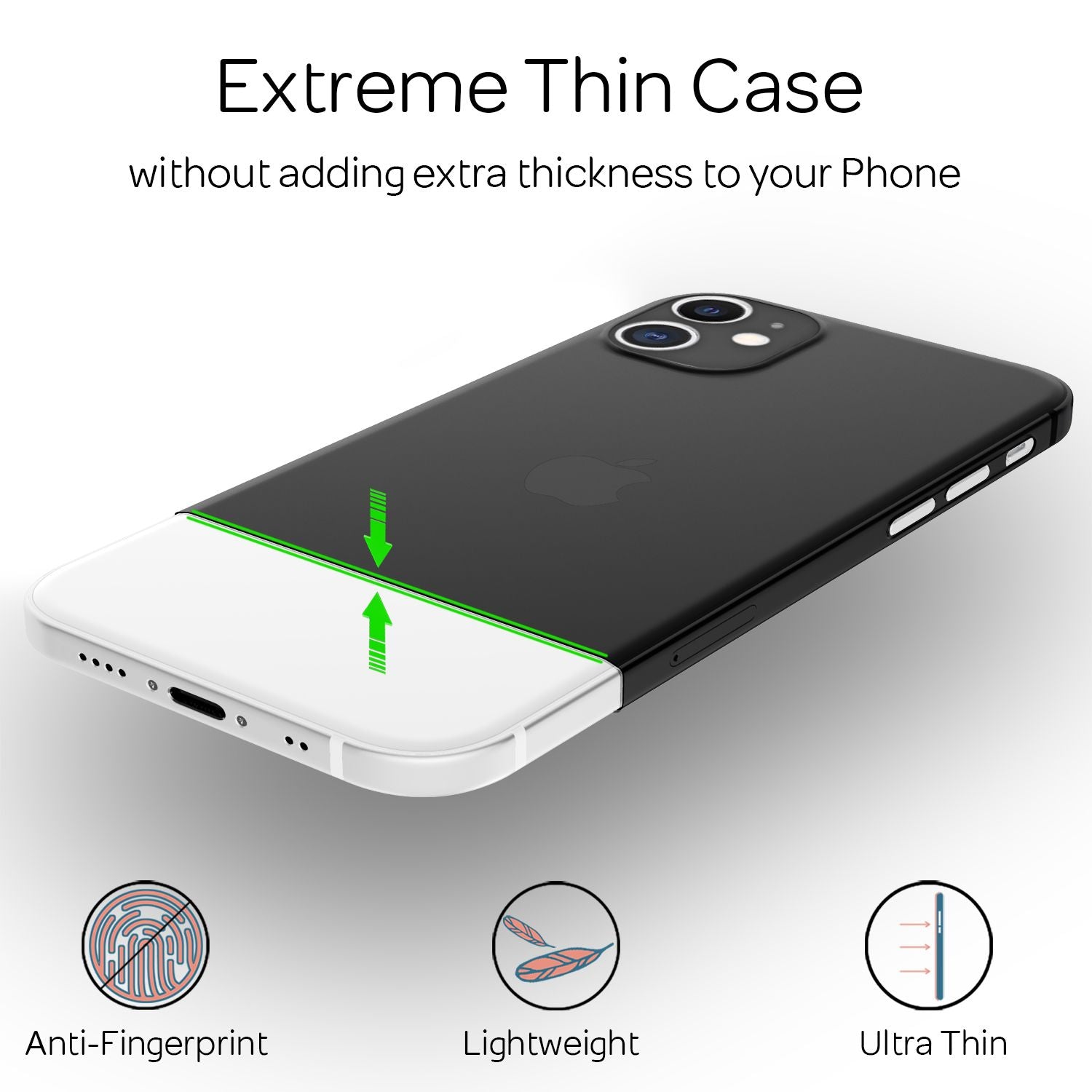 NALIA Extra Dünn Hard Case für iPhone 12 Mini, Ultra Slim Handy Hülle Cover Etui Schwarz NALIA SlimFit Hülle
