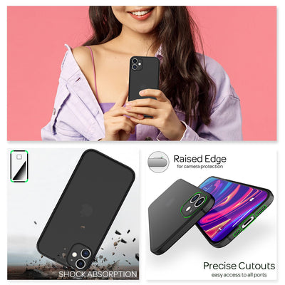 NALIA Ultra Slim Hardcase für iPhone 12 Mini – Matt-Transparent & 0.3mm Dünn – PHANTOM (Hauchdünnes Cover & Kamera-Vollschutz) – Marke aus Berlin Schwarz NALIA SlimFit Hülle