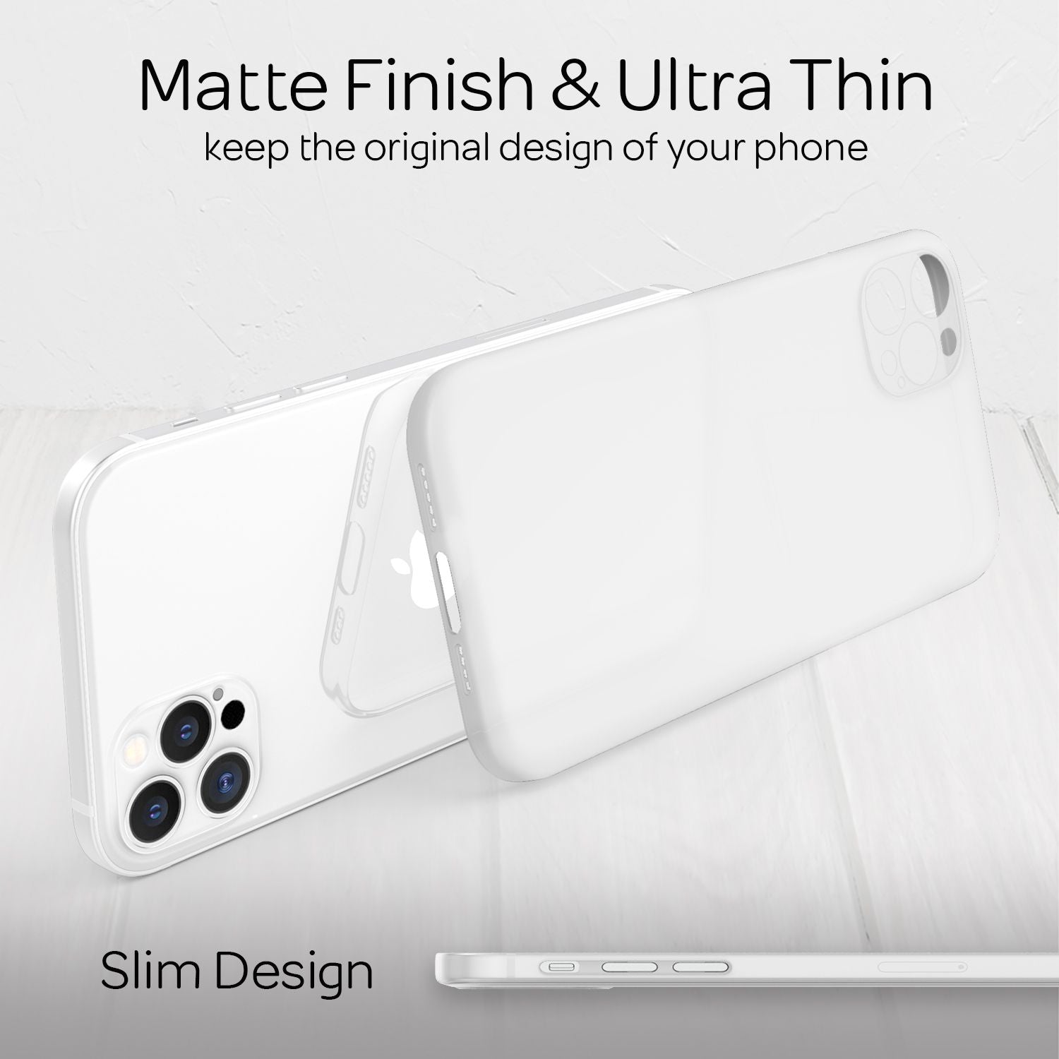 NALIA Extra Dünn Hard Case für iPhone 12 Pro, Ultra Slim Handy Hülle Weiß NALIA SlimFit Hülle