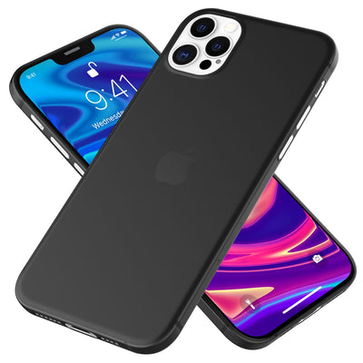 NALIA Ultra Slim Hardcase für iPhone 12 Pro Max – Matt-Transparent & 0.3mm Dünn – PHANTOM (Dünnes Cover & Kamera-Vollschutz) – Marke aus Berlin Schwarz NALIA SlimFit Hülle