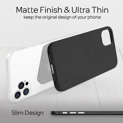 NALIA Ultra Slim Hardcase für iPhone 12 Pro Max – Matt-Transparent & 0.3mm Dünn – PHANTOM (Dünnes Cover & Kamera-Vollschutz) – Marke aus Berlin Schwarz NALIA SlimFit Hülle