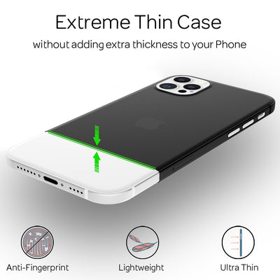 NALIA Ultra Slim Hardcase für iPhone 12 Pro Max – Matt-Transparent & 0.3mm Dünn – PHANTOM (Dünnes Cover & Kamera-Vollschutz) – Marke aus Berlin Schwarz NALIA SlimFit Hülle