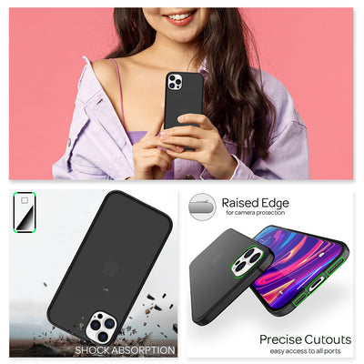 NALIA Ultra Slim Hardcase für iPhone 12 Pro Max – Matt-Transparent & 0.3mm Dünn – PHANTOM (Dünnes Cover & Kamera-Vollschutz) – Marke aus Berlin Schwarz NALIA SlimFit Hülle