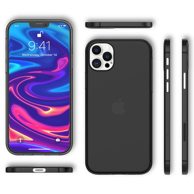 NALIA Ultra Slim Hardcase für iPhone 12 Pro Max – Matt-Transparent & 0.3mm Dünn – PHANTOM (Dünnes Cover & Kamera-Vollschutz) – Marke aus Berlin Schwarz NALIA SlimFit Hülle