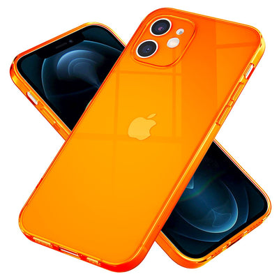 NALIA Neon Silikonhülle für iPhone 12 Mini – Knallige Signal-Farbe & Linsenschutz – VIBE (Transparentes Case) – Marke aus Berlin Orange NALIA Transparente Hülle