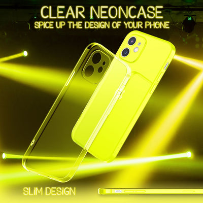 NALIA Neon Silikonhülle für iPhone 12 Mini – Knallige Signal-Farbe & Linsenschutz – VIBE (Transparentes Case) – Marke aus Berlin Gelb NALIA Transparente Hülle