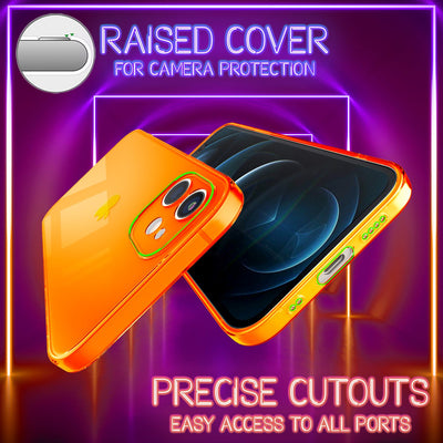 NALIA Neon Silikonhülle für iPhone 12 Mini – Knallige Signal-Farbe & Linsenschutz – VIBE (Transparentes Case) – Marke aus Berlin Orange NALIA Transparente Hülle