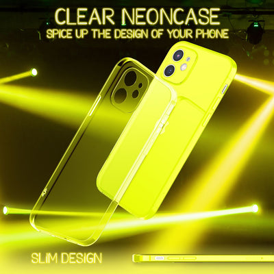 NALIA Neon Silikonhülle für iPhone 12 – Knallige Signal-Farbe & Linsenschutz – VIBE (Transparentes Case) – Marke aus Berlin Gelb NALIA Neon Hülle