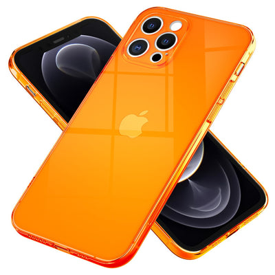 NALIA Neon Silikonhülle für iPhone 12 Pro – Knallige Signal-Farbe & Linsenschutz – VIBE (Transparentes Case) – Marke aus Berlin Orange NALIA Transparente Hülle