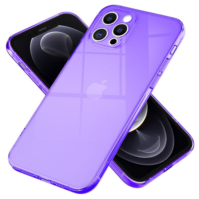 NALIA Neon Silikonhülle für iPhone 12 Pro – Knallige Signal-Farbe & Linsenschutz – VIBE (Transparentes Case) – Marke aus Berlin Lila NALIA Transparente Hülle