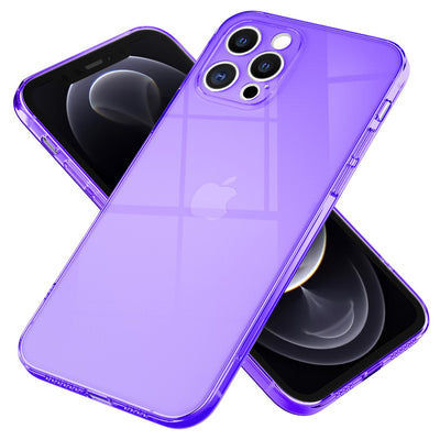 NALIA Neon Silikonhülle für iPhone 12 Pro Max – Knallige Signal-Farbe & Linsenschutz – VIBE (Transparentes Case) – Marke aus Berlin Lila NALIA Neon Hülle