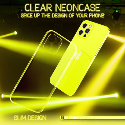 NALIA Neon Silikonhülle für iPhone 12 Pro Max – Knallige Signal-Farbe & Linsenschutz – VIBE (Transparentes Case) – Marke aus Berlin Gelb NALIA Neon Hülle