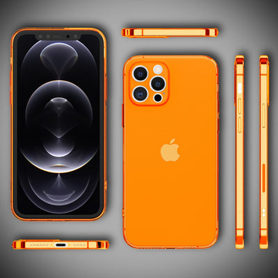 NALIA Neon Silikonhülle für iPhone 12 Pro Max – Knallige Signal-Farbe & Linsenschutz – VIBE (Transparentes Case) – Marke aus Berlin Orange NALIA Neon Hülle