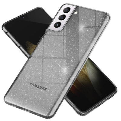 NALIA Glitzerhülle für Samsung Galaxy S21 – Funkelndes Silikon Case – DAZZLIN (Transparent & Stoßfest) – Marke aus Berlin Schwarz NALIA Transparente Hülle