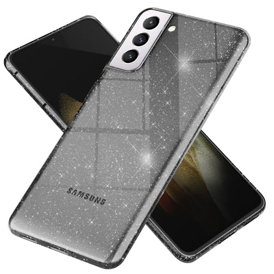 NALIA Glitzerhülle für Samsung Galaxy S21 Plus – Funkelndes Silikon Case – DAZZLIN (Transparent & Stoßfest) – Marke aus Berlin Schwarz NALIA Transparente Hülle