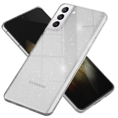 NALIA Glitzerhülle für Samsung Galaxy S21 Plus – Funkelndes Silikon Case – DAZZLIN (Transparent & Stoßfest) – Marke aus Berlin Transparent NALIA Transparente Hülle